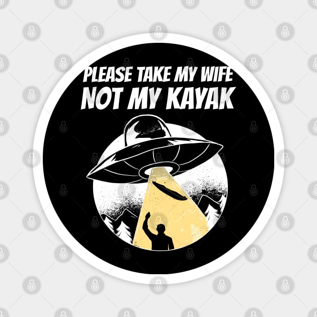 Funny UFO Abduction Kayak Kayaking Gift Dad Men Magnet by Kuehni